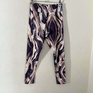 Zara Size 13-14 girls marble Leggings Purple tan and white